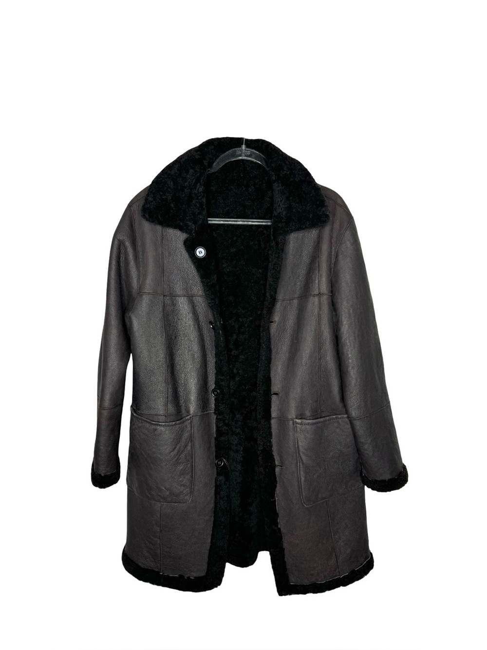 Vintage | Elegancia Reversible 100% Shearling Leather Coat Dark Brown Black